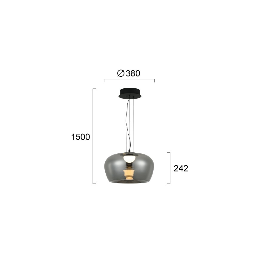 LED πολυέλαιος σε καλώδιο NADIA LED/20W/230V καπνιστό/μαύρο
