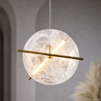 LED πολυέλαιος σε καλώδιο RELAX LED/15W/230V χρυσό/λευκό