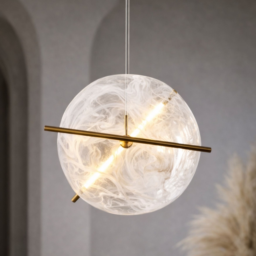 LED πολυέλαιος σε καλώδιο RELAX LED/15W/230V χρυσό/λευκό