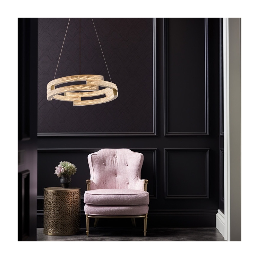 LED πολυέλαιος TARJA σε ανάρτηση με σύρμα LED/36W/230V 3000/4000/6000K, διάμ. 60 cm, χρυσός