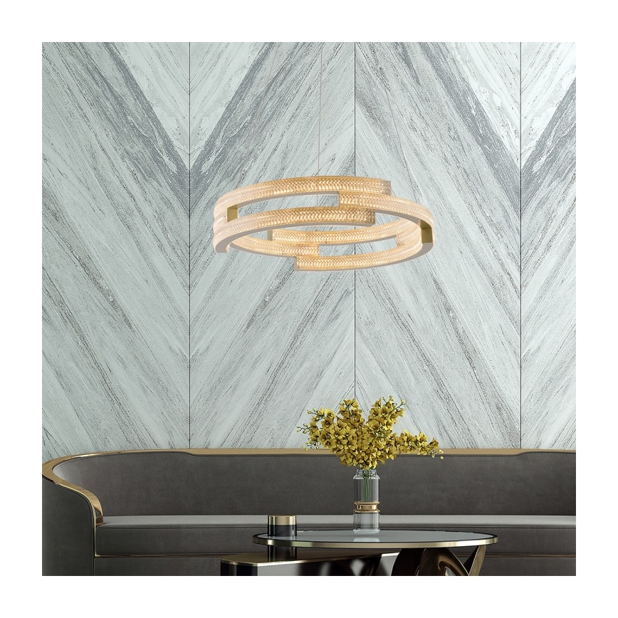 LED πολυέλαιος TARJA σε ανάρτηση με σύρμα LED/36W/230V 3000/4000/6000K, διάμ. 60 cm, χρυσός