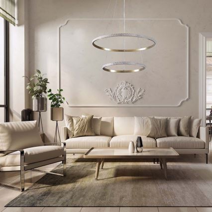 LED πολυέλαιος με καλώδιο DIANA LED/44W/230V 4000K διάμ. 59 cm χρυσό