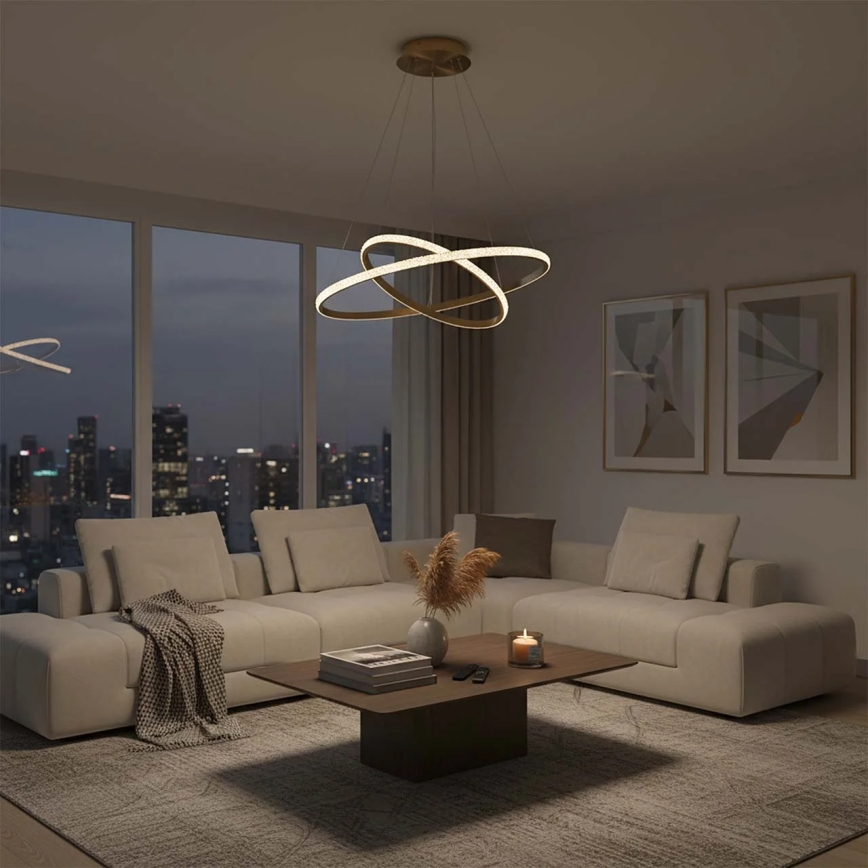 LED πολυέλαιος με καλώδιο DIANA LED/44W/230V 4000K διάμ. 59 cm χρυσό