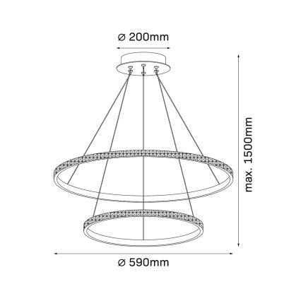 LED πολυέλαιος με καλώδιο DIANA LED/44W/230V 4000K διάμ. 59 cm χρυσό