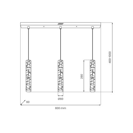 LED πολυέλαιος με καλώδιο LAGOS LED/24W/230V χρυσός