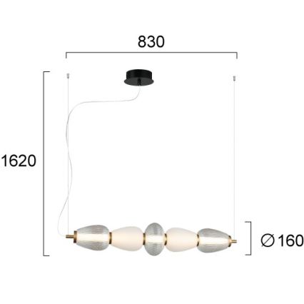 LED πολυέλαιος με καλώδιο SHINY LED/23W/230V λευκό/χρυσό