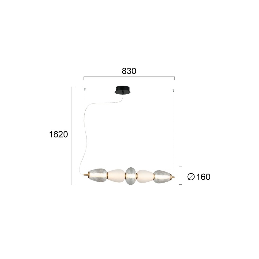 LED πολυέλαιος με καλώδιο SHINY LED/23W/230V λευκό/χρυσό