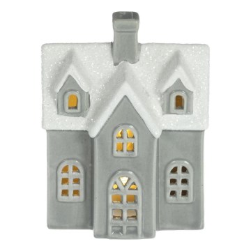 LED Πορσελάνης διακοσμητικό LED/2xLR44/θερμό λευκό σπιτάκι γκρι