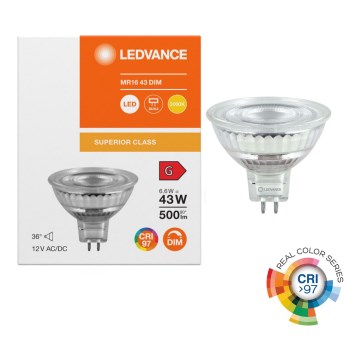 LED ρυθμιζόμενη ανακλαστική λάμπα MR16 GU5,3/6,6W/12V 3000K 36° CRI 97 - Ledvance
