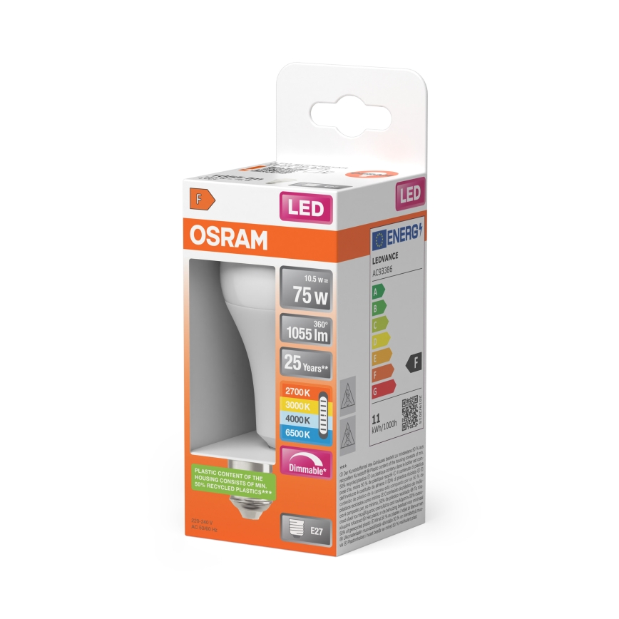 LED Ρυθμιζόμενη λάμπα CLASSIC A60 E27/10,5W/230V 2700/3000/4000/6500K - Osram