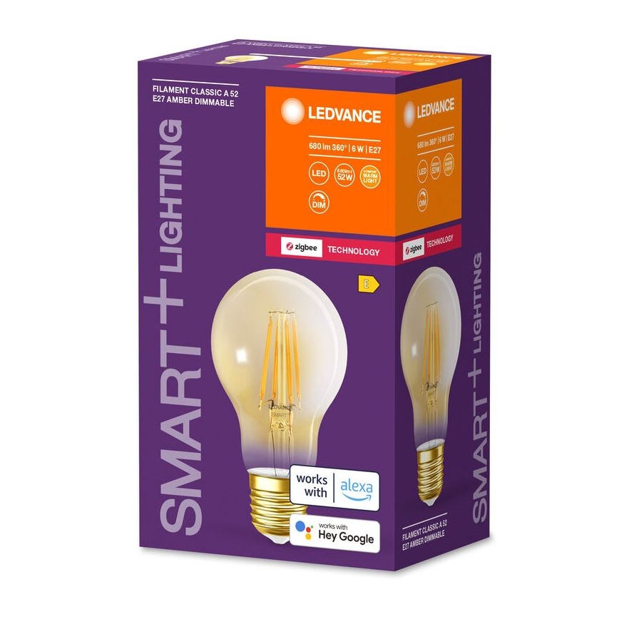 LED Ρυθμιζόμενη Λάμπα SMART+ FILAMENT A55 E27/6W/230V 2400K - Ledvance