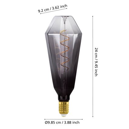 LED Ρυθμιζόμενη λάμπα VINTAGE E27/4W/230V 1800K καπνιστή - Eglo 110238