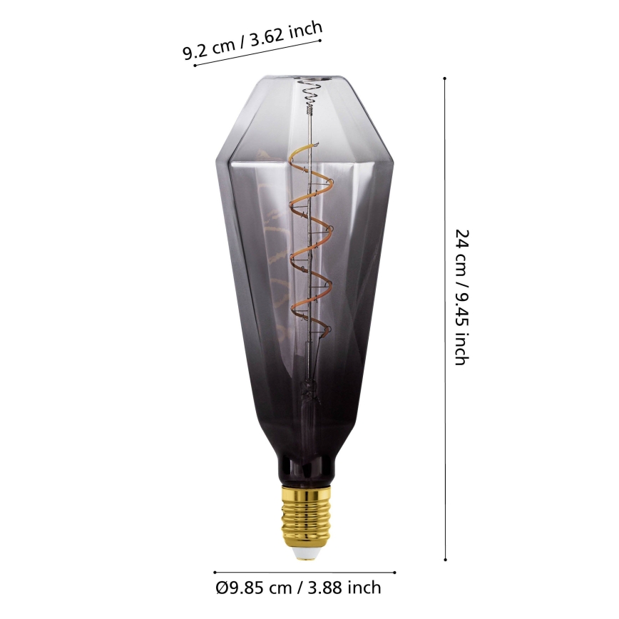 LED Ρυθμιζόμενη λάμπα VINTAGE E27/4W/230V 1800K καπνιστή - Eglo 110238