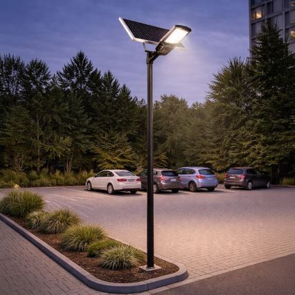 Ρυθμιζόμενη LED λάμπα δρόμου με αισθητήρα και ηλιακό πάνελ KOBRA LED/400W/3,2V 24000 mAh IP65 ανθρακί + τηλεχειριστήριο