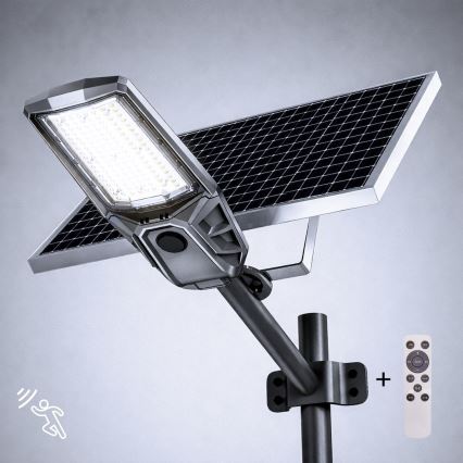 Ρυθμιζόμενη LED λάμπα δρόμου με αισθητήρα και ηλιακό πάνελ KOBRA LED/400W/3,2V 24000 mAh IP65 ανθρακί + τηλεχειριστήριο