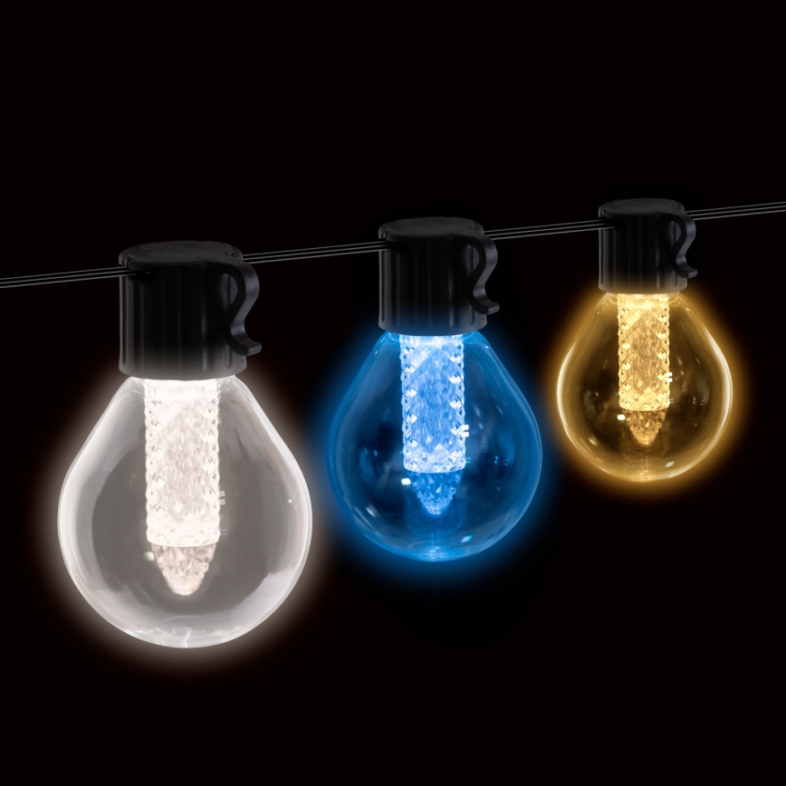 LED ρυθμιζόμενη ηλιακή γιρλάντα 15xLED/1,5W/3,7/5V 2700-10000K 2200 mAh 9 m IP65 μαύρη + τηλεχειριστήριο