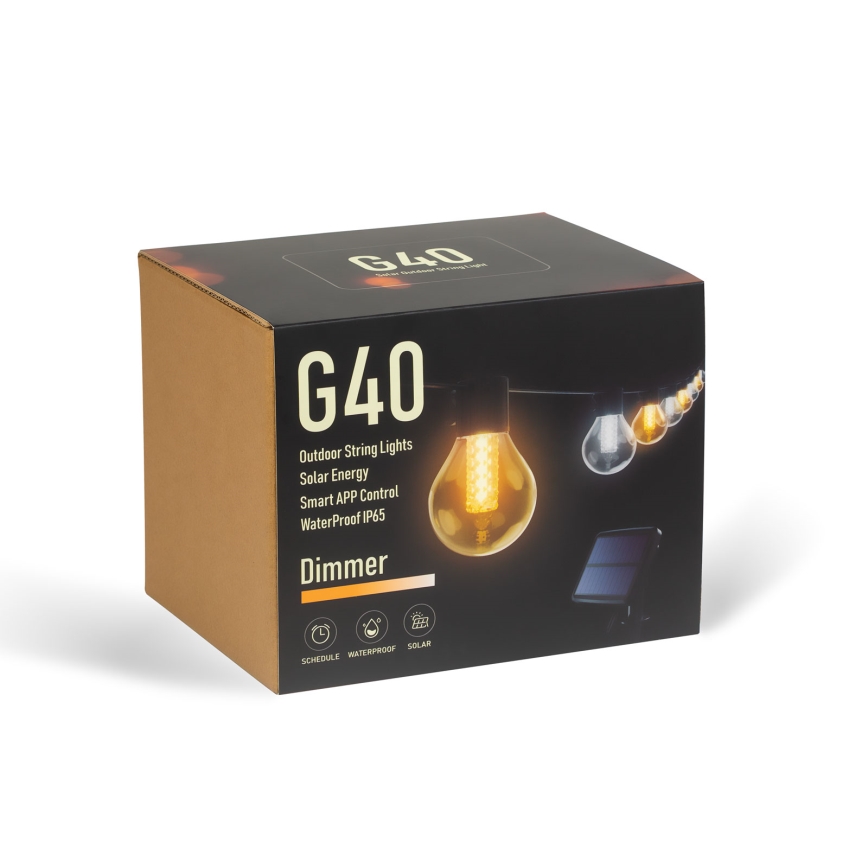 LED ρυθμιζόμενη ηλιακή γιρλάντα 15xLED/1,5W/3,7/5V 2700-10000K 2200 mAh 9 m IP65 μαύρη + τηλεχειριστήριο