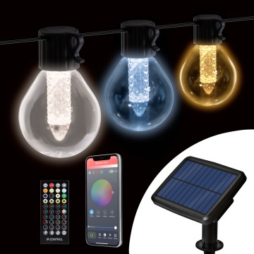 LED ρυθμιζόμενη ηλιακή γιρλάντα 15xLED/1,5W/3,7/5V 2700-10000K 2200 mAh 9 m IP65 μαύρη + τηλεχειριστήριο