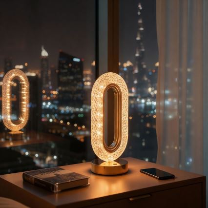 LED ρυθμιζόμενη επαναφορτιζόμενη επιτραπέζια λάμπα DUBAI LED/2W/5V 2700K/4000K/6500K 400 mAh χρυσή