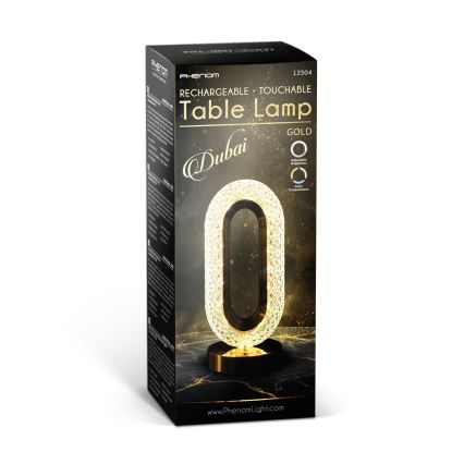 LED ρυθμιζόμενη επαναφορτιζόμενη επιτραπέζια λάμπα DUBAI LED/2W/5V 2700K/4000K/6500K 400 mAh χρυσή