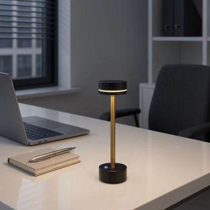 LED ρυθμιζόμενη επαναφορτιζόμενη επιτραπέζια λάμπα SAM LED/5W/5V 3600 mAh μαύρο/χρυσό