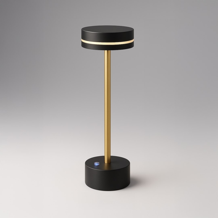 LED ρυθμιζόμενη επαναφορτιζόμενη επιτραπέζια λάμπα SAM LED/5W/5V 3600 mAh μαύρο/χρυσό