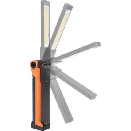 Επαναφορτιζόμενος φακός εργασίας LED με ρυθμιζόμενη φωτεινότητα 3W/5V 6500K 2000 mAh πορτοκαλί/μαύρο