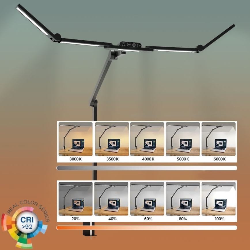 LED Ρυθμιζόμενο αφής ευέλικτο επιτραπέζιο φωτιστικό POINTIQ LED/24W/230V 3000-6500K CRI 92 μαύρο