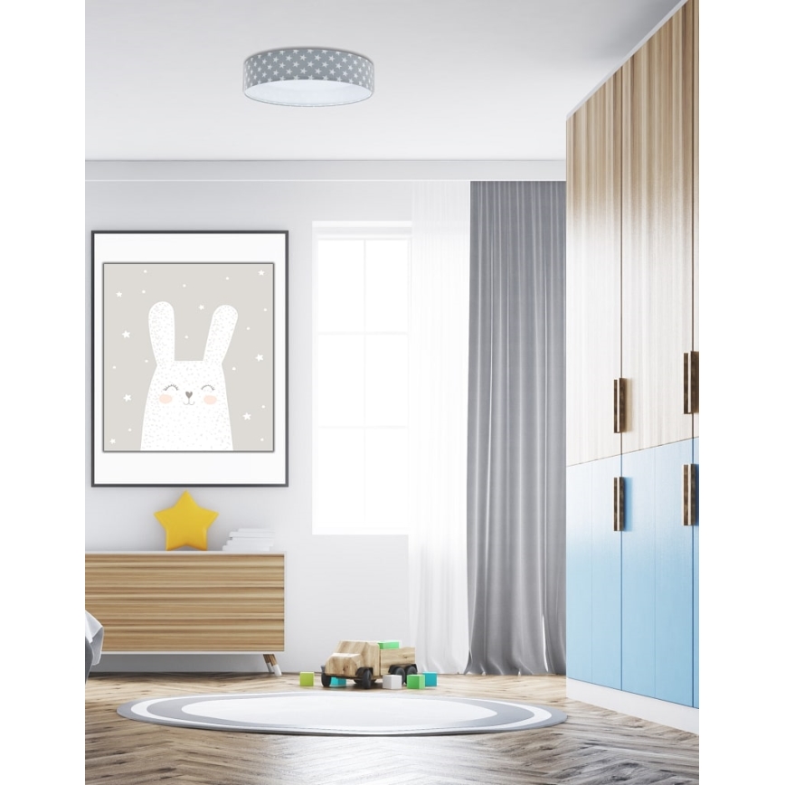LED Ρυθμιζόμενο Παιδικό Οροφής Φωτιστικό SMART GALAXY KIDS LED/24W/230V 3000-6500K αστεράκια γκρι/λευκό + τηλεχειριστήριο