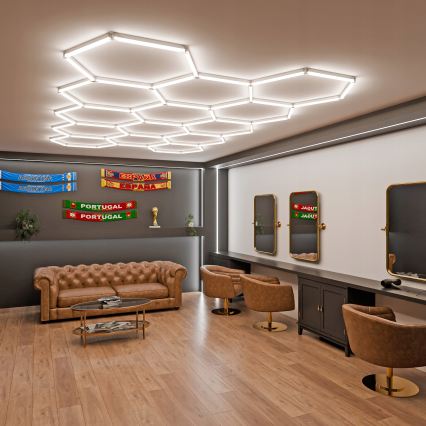 LED Ρυθμιζόμενο φωτιστικό οροφής HEXAGON LED/456W/85-265V 5000K 234x420 cm CRI 90 IP54 λευκό
