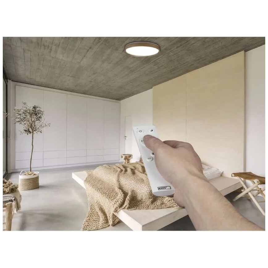 Ρυθμιζόμενο φωτιστικό οροφής LED ILVI LED/45W/230V 2700-6500K, διάμετρος 50 cm, φινίρισμα ξύλου + τηλεχειριστήριο