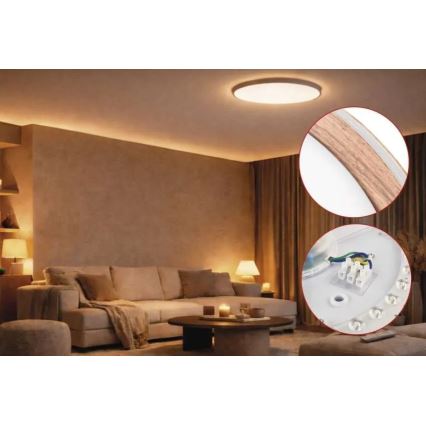 Ρυθμιζόμενο φωτιστικό οροφής LED ILVI LED/45W/230V 2700-6500K, διάμετρος 50 cm, φινίρισμα ξύλου + τηλεχειριστήριο