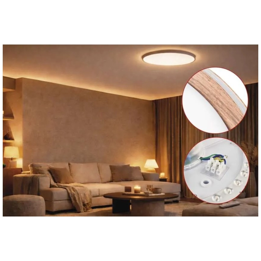 Ρυθμιζόμενο φωτιστικό οροφής LED ILVI LED/45W/230V 2700-6500K, διάμετρος 50 cm, φινίρισμα ξύλου + τηλεχειριστήριο