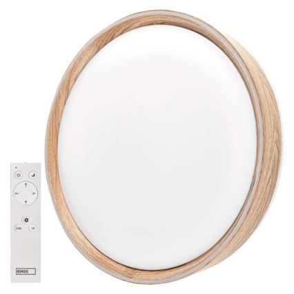Ρυθμιζόμενο φωτιστικό οροφής LED ILVI LED/45W/230V 2700-6500K, διάμετρος 50 cm, φινίρισμα ξύλου + τηλεχειριστήριο