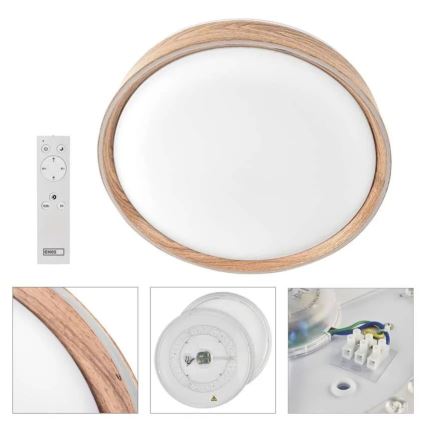 Ρυθμιζόμενο φωτιστικό οροφής LED ILVI LED/45W/230V 2700-6500K, διάμετρος 50 cm, φινίρισμα ξύλου + τηλεχειριστήριο