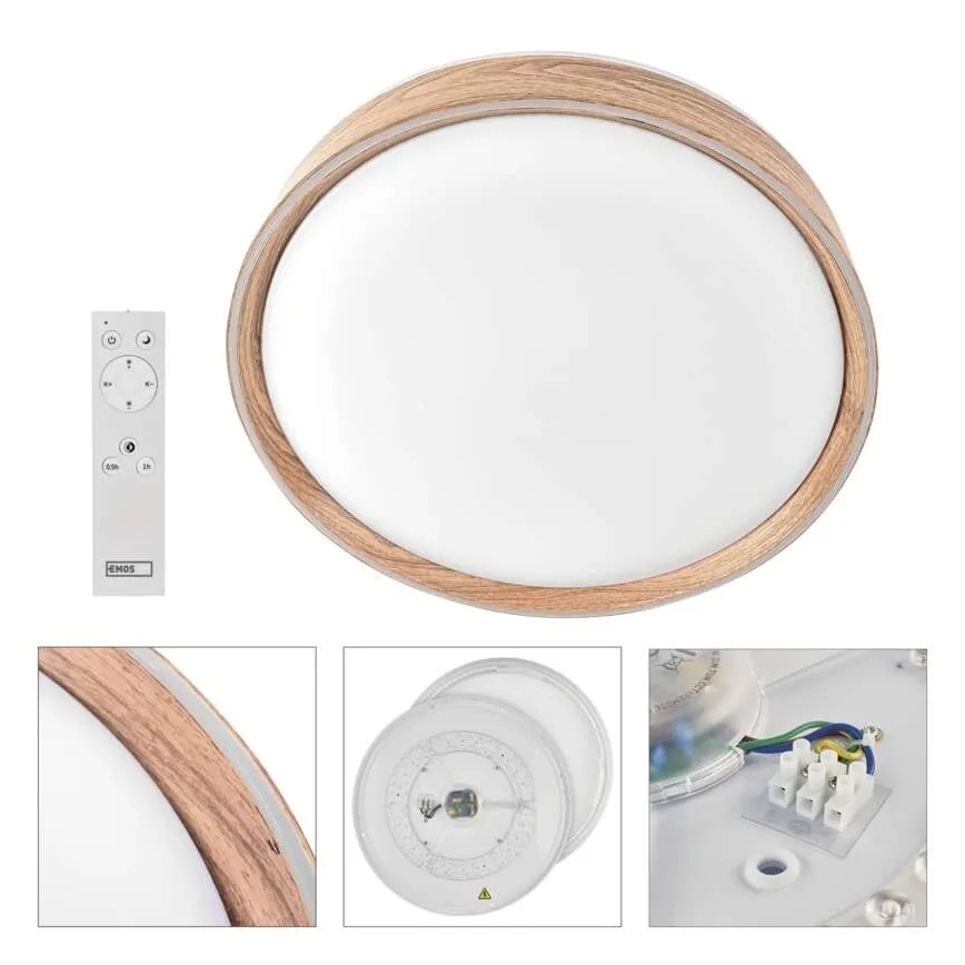 Ρυθμιζόμενο φωτιστικό οροφής LED ILVI LED/45W/230V 2700-6500K, διάμετρος 50 cm, φινίρισμα ξύλου + τηλεχειριστήριο