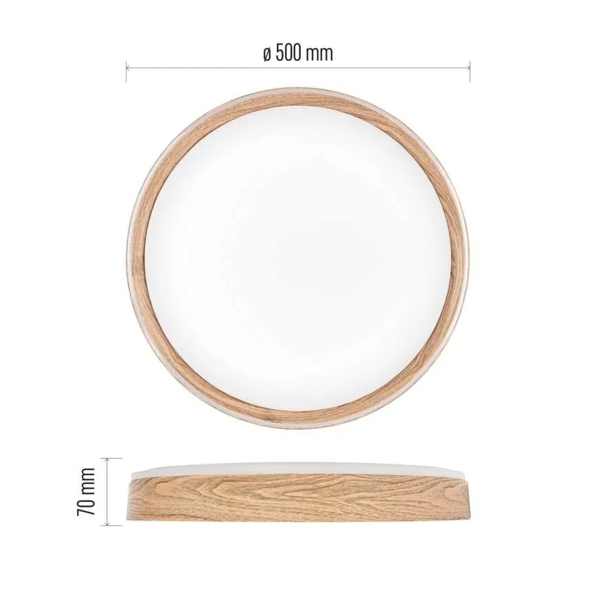 Ρυθμιζόμενο φωτιστικό οροφής LED ILVI LED/45W/230V 2700-6500K, διάμετρος 50 cm, φινίρισμα ξύλου + τηλεχειριστήριο