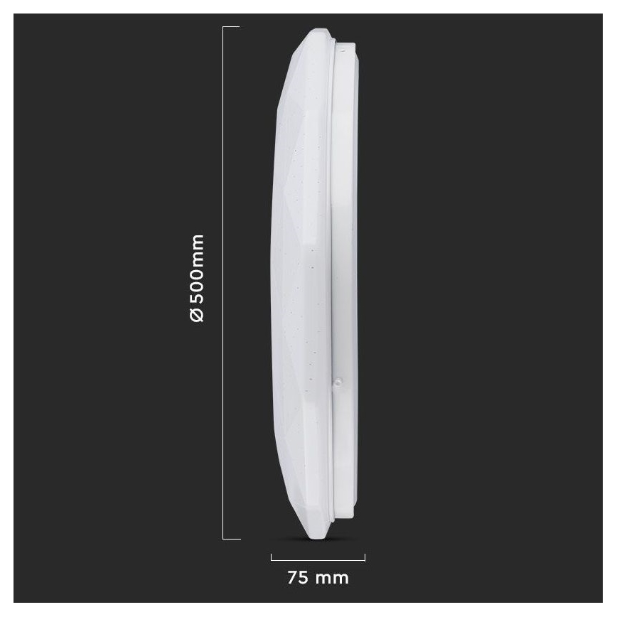 Ρυθμιζόμενο φωτιστικό οροφής LED 60W 230V 3000K/4000K/6500K, διάμετρος 50 εκ. + τηλεχειριστήριο