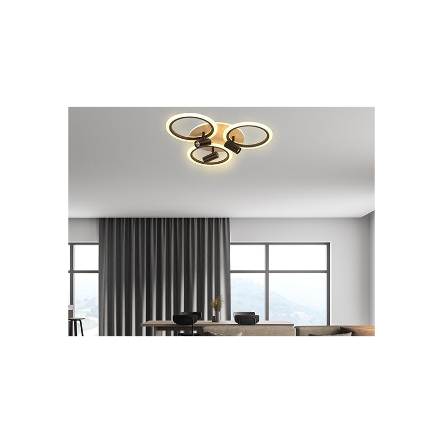 LED Ρυθμιζόμενο Φωτιστικό Οροφής LED/70W/230V 3000-6500K μαύρο/καφέ + τηλεχειριστήριο