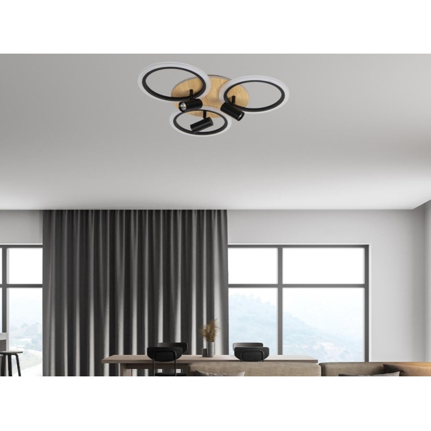 LED Ρυθμιζόμενο Φωτιστικό Οροφής LED/70W/230V 3000-6500K μαύρο/καφέ + τηλεχειριστήριο