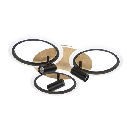 LED Ρυθμιζόμενο Φωτιστικό Οροφής LED/70W/230V 3000-6500K μαύρο/καφέ + τηλεχειριστήριο