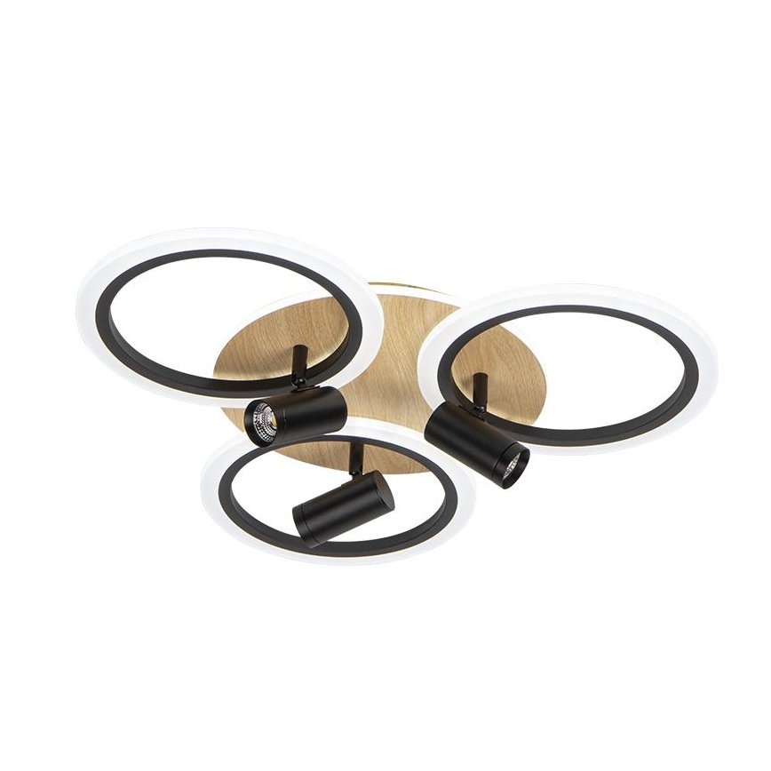 LED Ρυθμιζόμενο Φωτιστικό Οροφής LED/70W/230V 3000-6500K μαύρο/καφέ + τηλεχειριστήριο