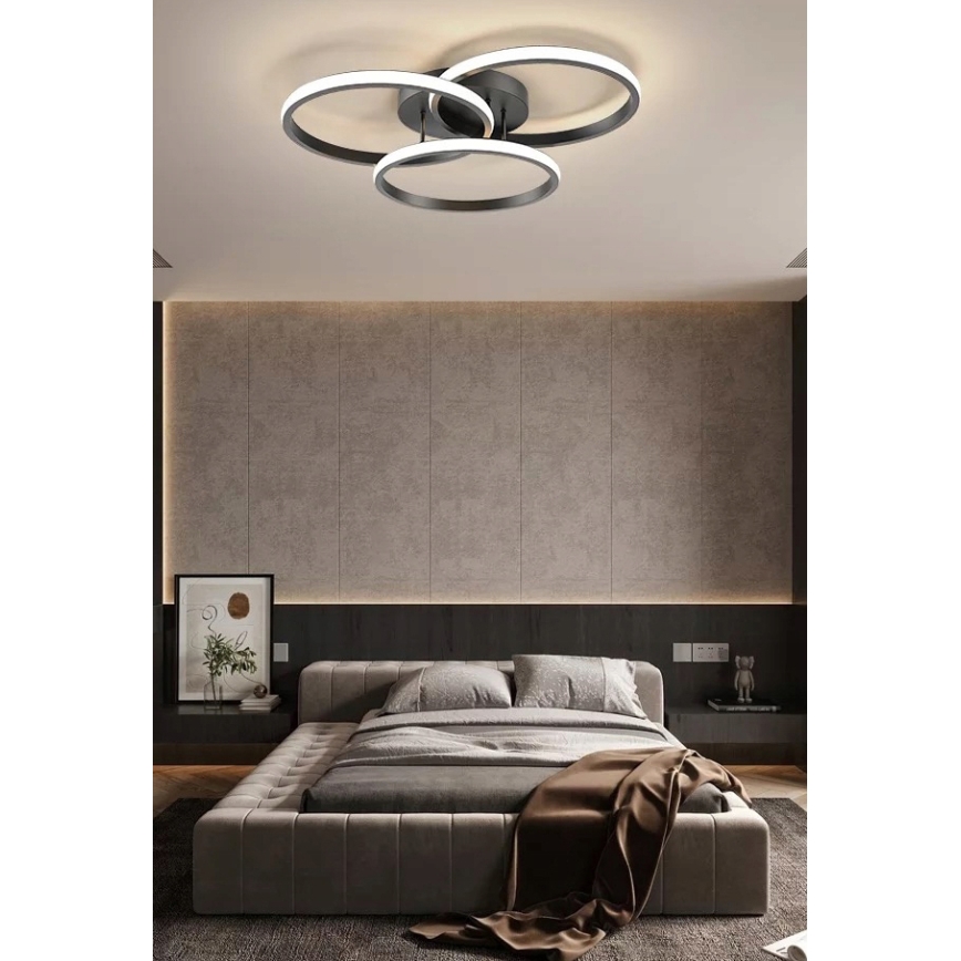 Φωτιστικό οροφής LED με ρύθμιση φωτεινότητας LED/70W/230V 3000-6500K μαύρο + τηλεχειριστήριο