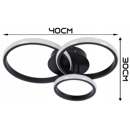 Φωτιστικό οροφής LED με ρύθμιση φωτεινότητας LED/70W/230V 3000-6500K μαύρο + τηλεχειριστήριο