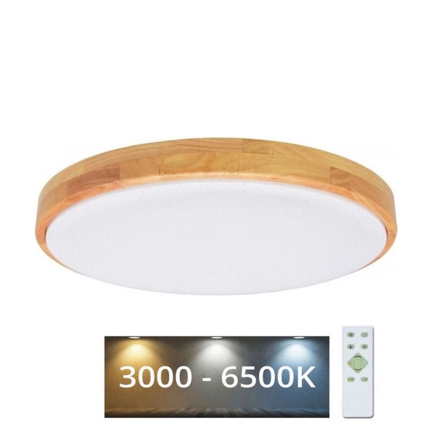 LED Ρυθμιζόμενο φωτιστικό οροφής LENA LED/24W/230V 3000-6500K δρυς + τηλεχειριστήριο