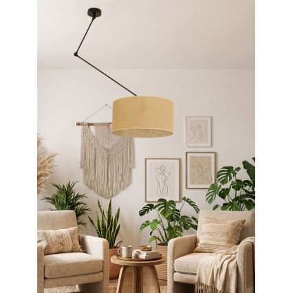 LED Ρυθμιζόμενο φωτιστικό οροφής σε ράβδο GORTA 1xE27/60W/230V από γιούτα