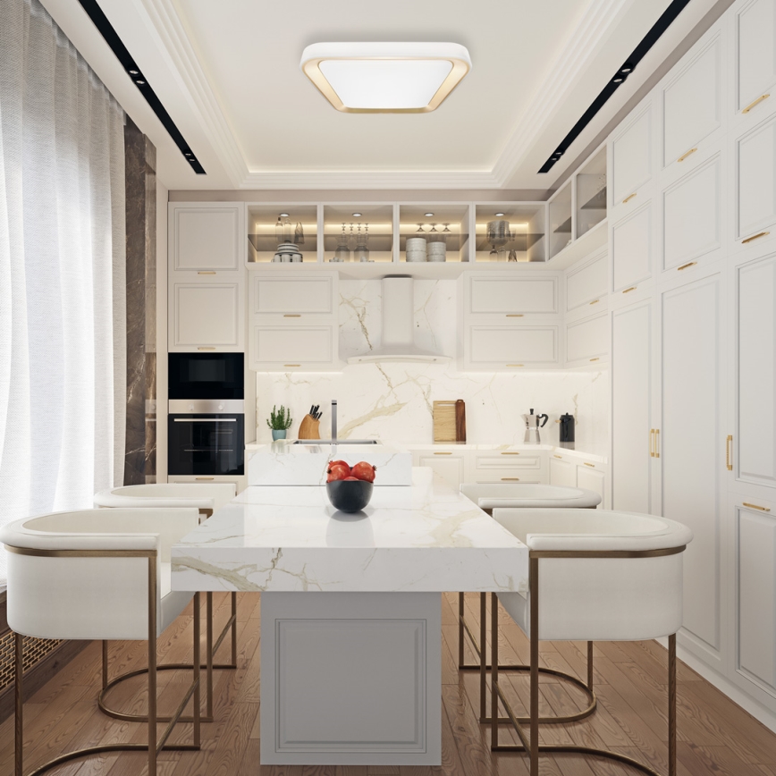 LED Ρυθμιζόμενο φωτιστικό οροφής QUADRO LED/66W/230V 3000-6000K λευκό/χρυσό + τηλεχειριστήριο