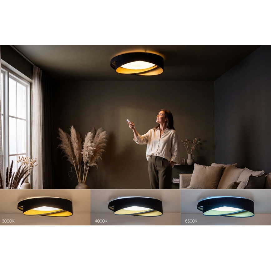 Ρυθμιζόμενο LED φωτιστικό οροφής SMART GALAXY MODERN LED/24W/230V 3000-6500K Ø 55 cm μαύρο/χρυσό + τηλεχειριστήριο
