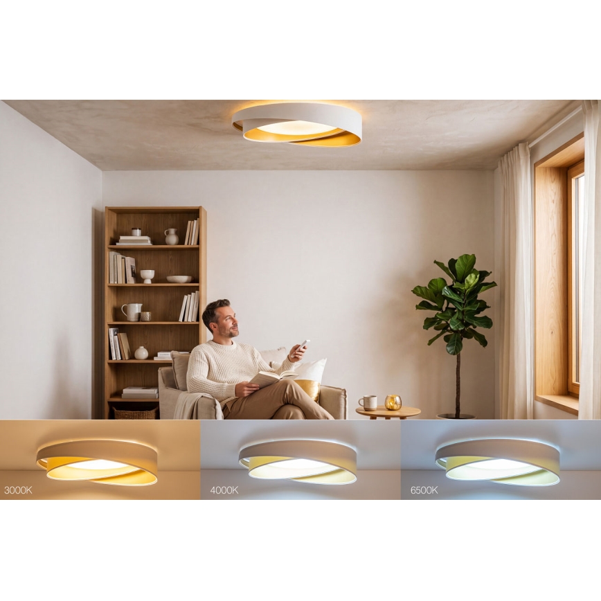 Ρυθμιζόμενο LED φωτιστικό οροφής SMART GALAXY MODERN LED/24W/230V 3000-6500K Ø 55 cm λευκό/χρυσό + τηλεχειριστήριο