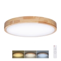 LED Ρυθμιζόμενο φωτιστικό οροφής SOLID OAK LED/60W/230V 3000-6500K δρυς διάμ. 51 εκ. + τηλεχειριστήριο